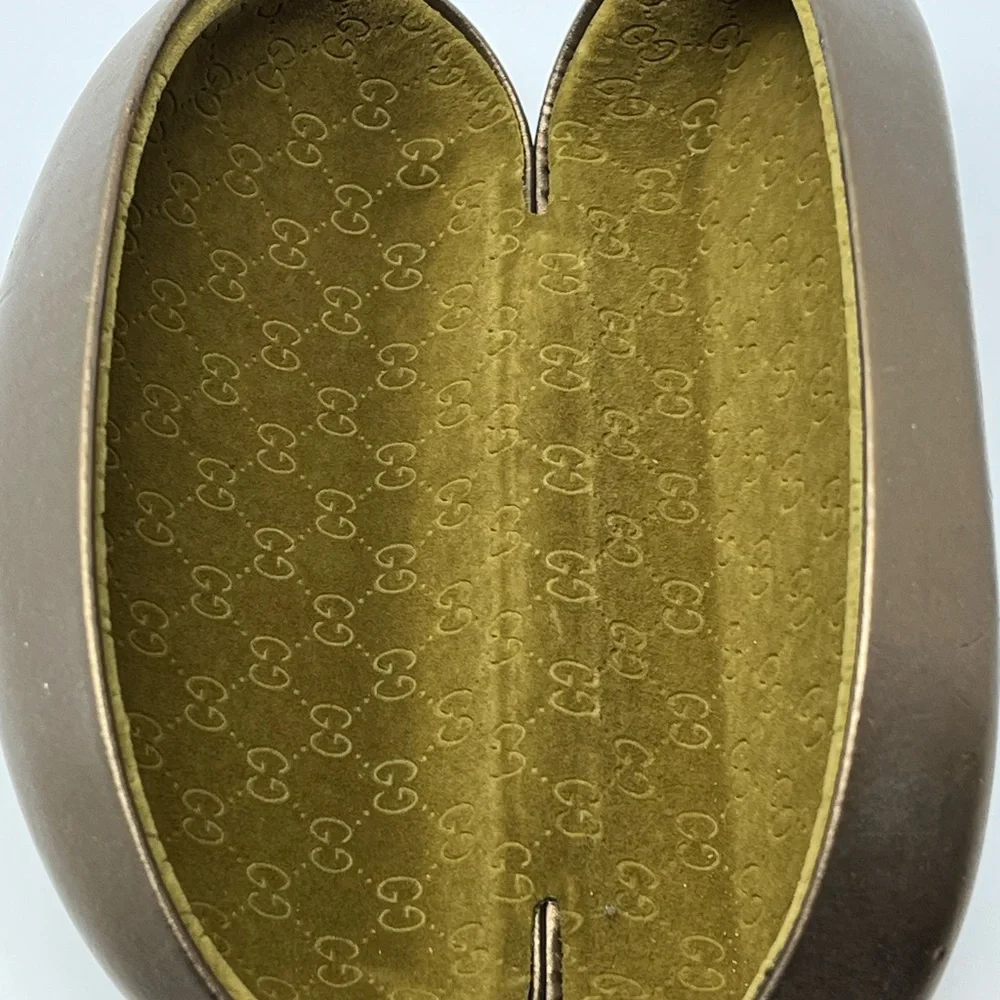 Gucci Guccissimo Clamshell Eyeglass/Sunglass Case in Metallic Gold